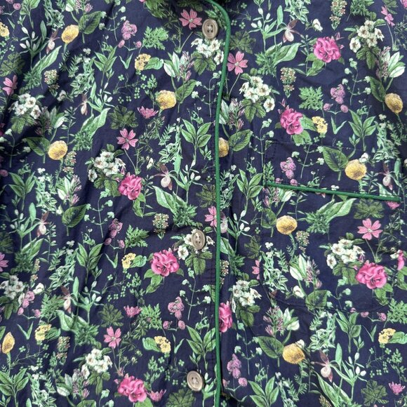 J Crew Shirt Womens Small Blue Floral Button Up Long Sleeve Pajama Top Garden - Picture 4 of 8